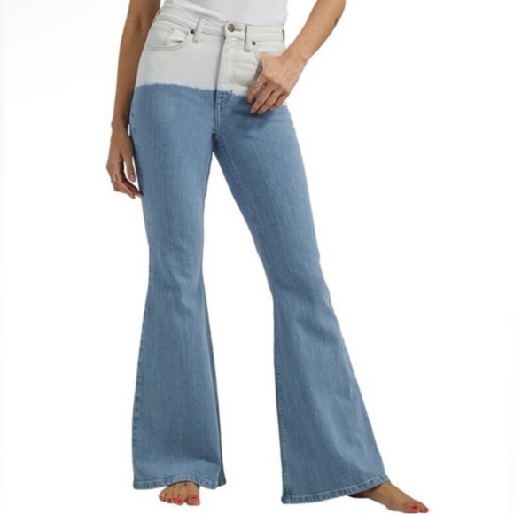 Lee Blue and White Flare Jeans - Picture 2 of 3